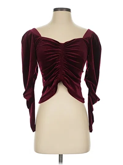 Pre-owned Express 3/4 Sleeve Blouse In Burgundy