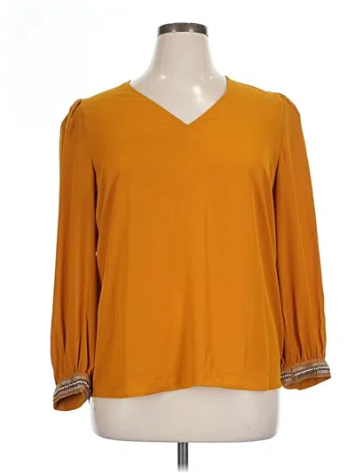 Express 3/4 Sleeve Blouse In Gold