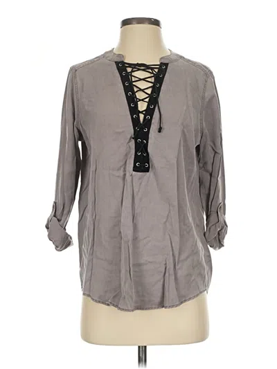 Pre-owned Express 3/4 Sleeve Blouse In Gray