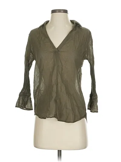 Pre-owned Express 3/4 Sleeve Blouse In Green