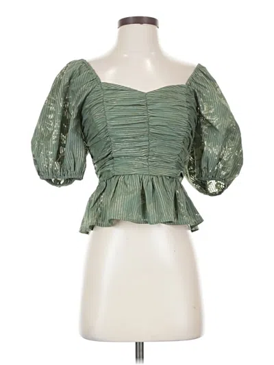 Express 3/4 Sleeve Blouse In Green