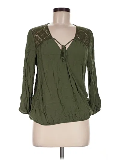 Pre-owned Express 3/4 Sleeve Blouse In Green