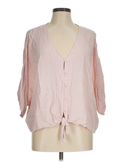 Pre-owned Express 3/4 Sleeve Blouse In Pink