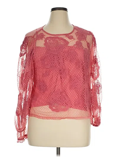 Pre-owned Express 3/4 Sleeve Blouse In Pink