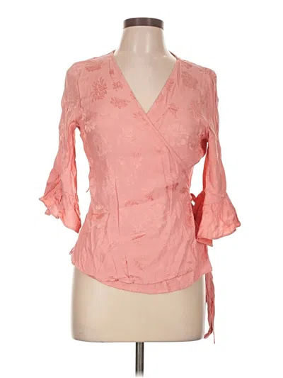 Pre-owned Express 3/4 Sleeve Blouse In Pink