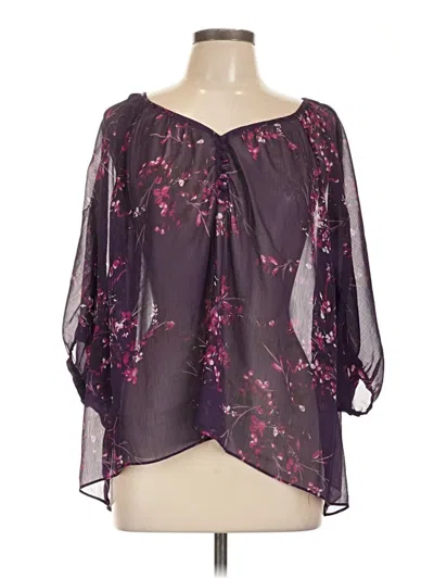 Pre-owned Express 3/4 Sleeve Blouse In Purple
