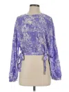 Express 3/4 Sleeve Blouse In Purple