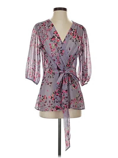 Pre-owned Express 3/4 Sleeve Blouse In Purple