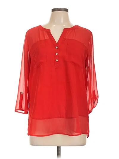 Pre-owned Express 3/4 Sleeve Blouse In Red