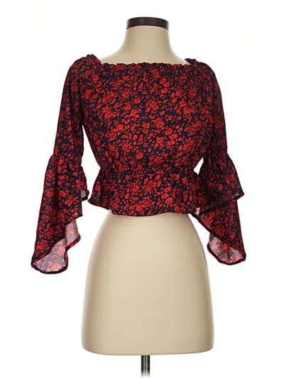 Pre-owned Express 3/4 Sleeve Blouse In Red