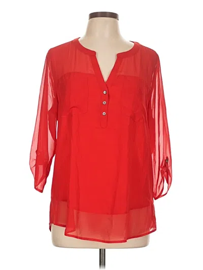 Express 3/4 Sleeve Blouse In Red