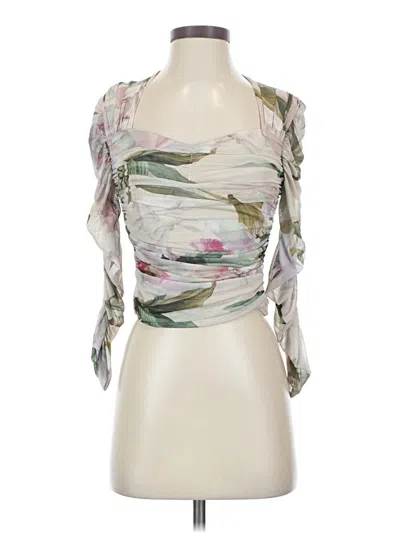 Pre-owned Express 3/4 Sleeve Blouse In Silver