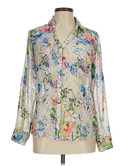 Pre-owned Express 3/4 Sleeve Blouse In Silver