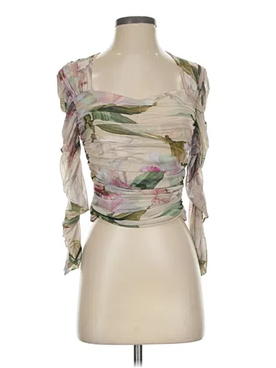 Pre-owned Express 3/4 Sleeve Blouse In Tan