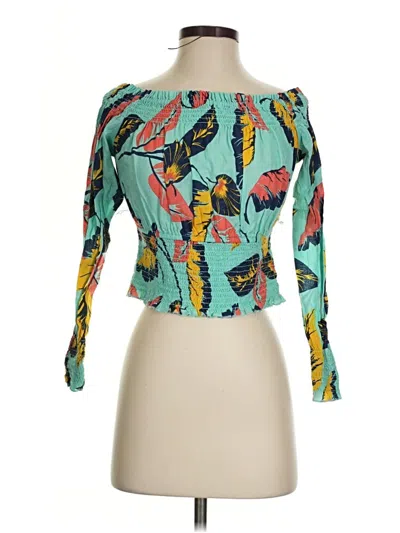 Pre-owned Express 3/4 Sleeve Blouse In Teal