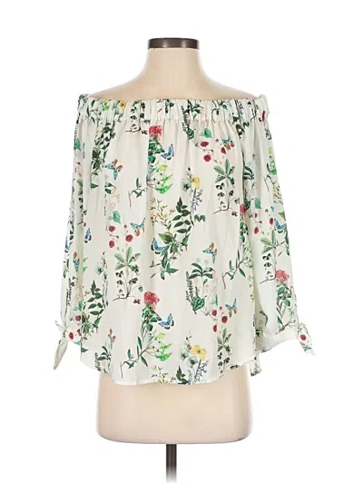 Pre-owned Express 3/4 Sleeve Blouse In White