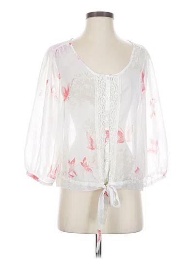 Pre-owned Express 3/4 Sleeve Blouse In White