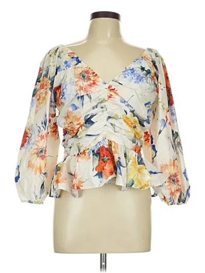 Pre-owned Express 3/4 Sleeve Blouse In White
