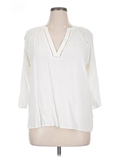 Pre-owned Express 3/4 Sleeve Blouse In White