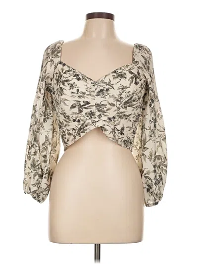 Pre-owned Express 3/4 Sleeve Blouse In White