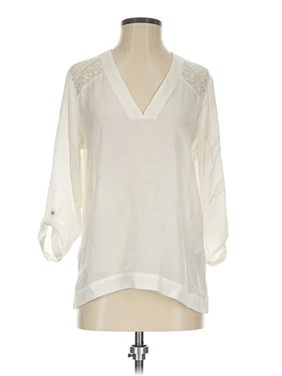 Pre-owned Express 3/4 Sleeve Blouse In White
