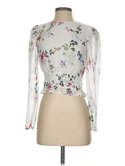 Pre-owned Express 3/4 Sleeve Blouse In White