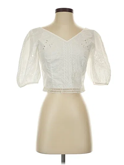 Pre-owned Express 3/4 Sleeve Blouse In White
