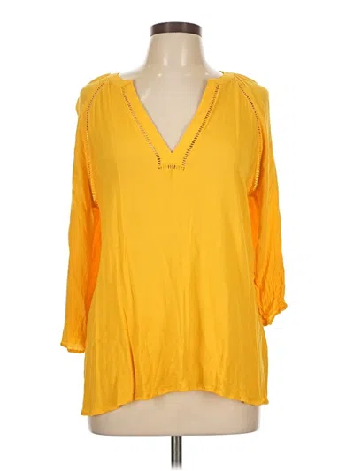 Pre-owned Express 3/4 Sleeve Blouse In Yellow