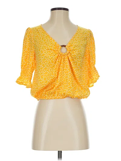 Pre-owned Express 3/4 Sleeve Blouse In Yellow