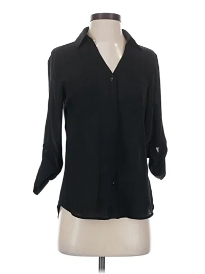 Pre-owned Express 3/4 Sleeve Button Down Shirt In Black