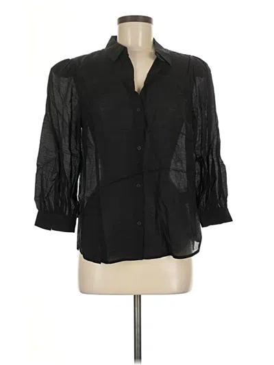 Pre-owned Express 3/4 Sleeve Button Down Shirt In Black
