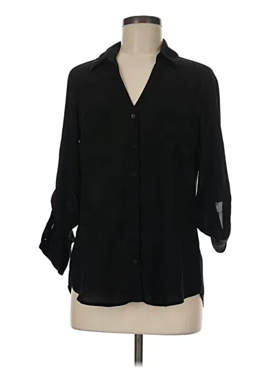 Pre-owned Express 3/4 Sleeve Button Down Shirt In Black