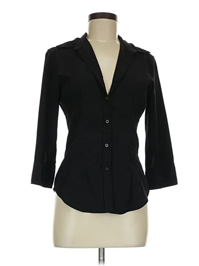 Pre-owned Express 3/4 Sleeve Button Down Shirt In Black