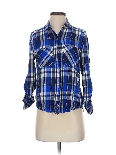Pre-owned Express 3/4 Sleeve Button Down Shirt In Blue