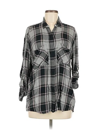 Pre-owned Express 3/4 Sleeve Button Down Shirt In Gray