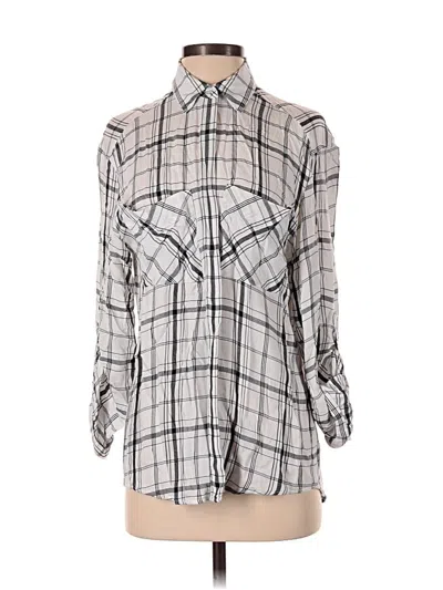Pre-owned Express 3/4 Sleeve Button Down Shirt In Gray