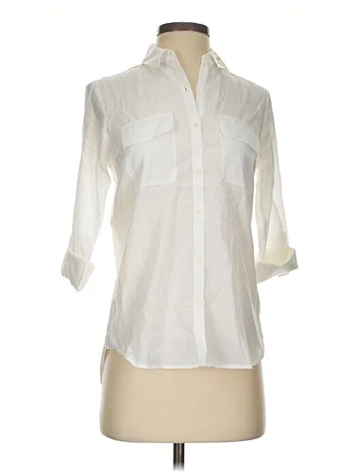 Pre-owned Express 3/4 Sleeve Button Down Shirt In Ivory