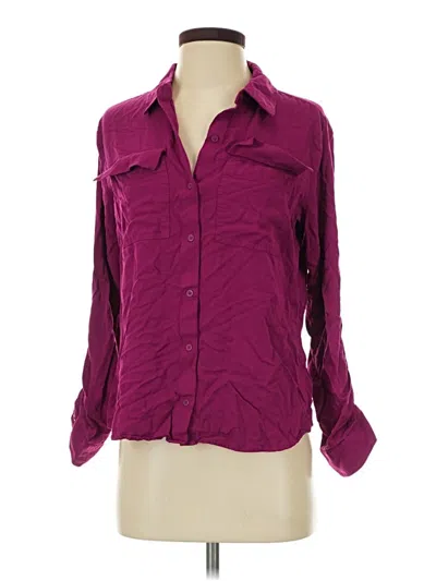 Pre-owned Express 3/4 Sleeve Button Down Shirt In Purple