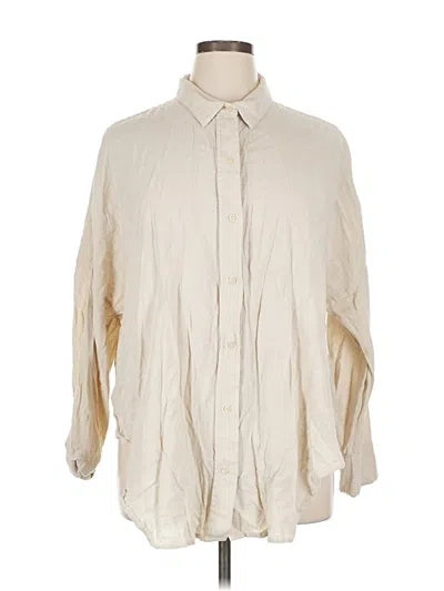 Pre-owned Express 3/4 Sleeve Button Down Shirt In White