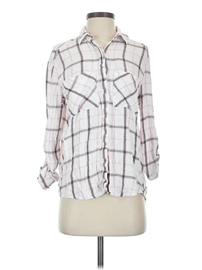 Pre-owned Express 3/4 Sleeve Button Down Shirt In White