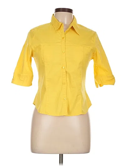 Pre-owned Express 3/4 Sleeve Button Down Shirt In Yellow