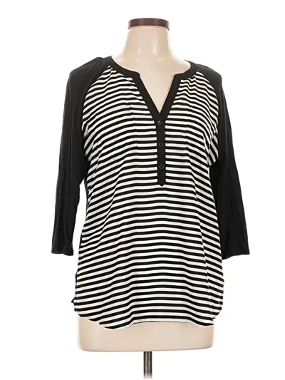 Pre-owned Express 3/4 Sleeve Top Black Plunge Neckline Tops
