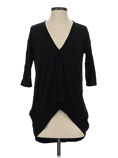Pre-owned Express 3/4 Sleeve Top Black Plunge Neckline Tops