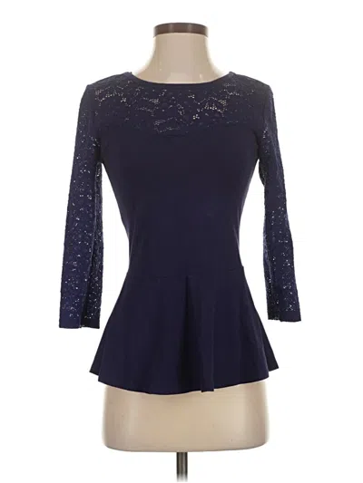 Pre-owned Express 3/4 Sleeve Top Blue Boatneck Tops
