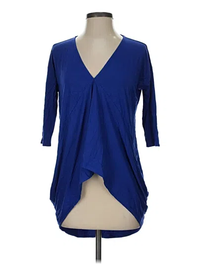 Pre-owned Express 3/4 Sleeve Top Blue Plunge Neckline Tops