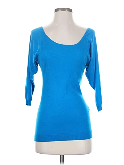 Pre-owned Express 3/4 Sleeve Top Blue Scoop Neck Tops