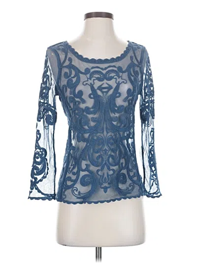 Pre-owned Express 3/4 Sleeve Top Blue Sweetheart Neckline Tops