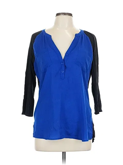 Pre-owned Express 3/4 Sleeve Top Blue V Neck Tops