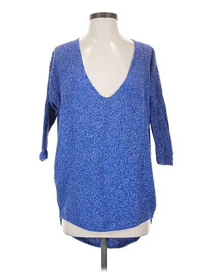 Pre-owned Express 3/4 Sleeve Top Blue V-neck Tops
