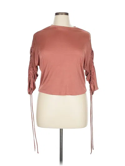 Pre-owned Express 3/4 Sleeve Top Brown Cold Shoulder Neckline Tops
